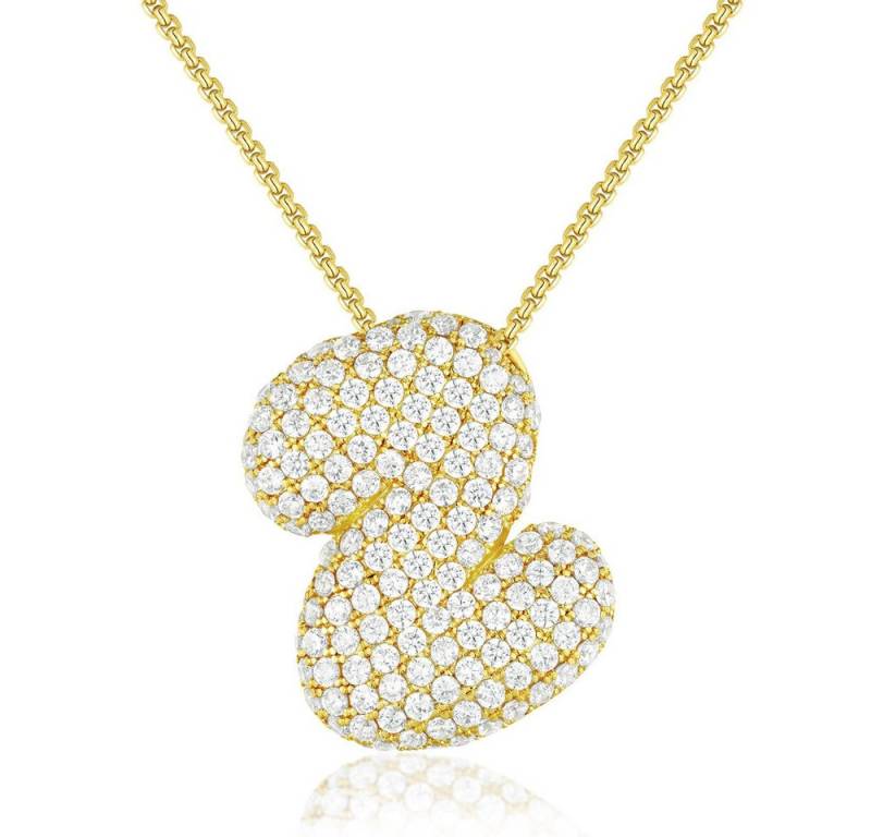 Blusmart Charm-Kette Initial Charm A-Z Buchstaben Anhänger Halskette (Funkelnder Zirkon-Buchstabenanhänger, 1-tlg., Modisch und vielseitig), für Frauen Weihnachten Geburtstag Valentinstag von Blusmart