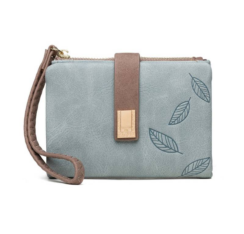 Blusmart Geldbörse Kurzes, mattiertes Portemonnaie (Vertikaler Reißverschluss mit Retro-Blattschnalle, Niedliche Geldbörse mit mehreren Kartenfächern), Schlichte, modische Geldbörse von Blusmart