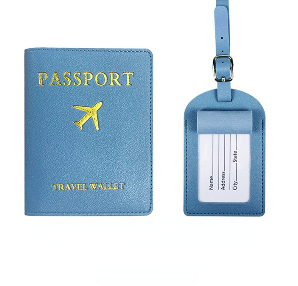 Blusmart Gepäckanhänger Reisepasshülle und Kofferanhänger Set (PU Leather Passport Cover Schutzhülle Tasche, 2-St., Reisezubehör/Cardholder) Für Kreditkarten Reisepass, Ausweis und Reisedokumente von Blusmart