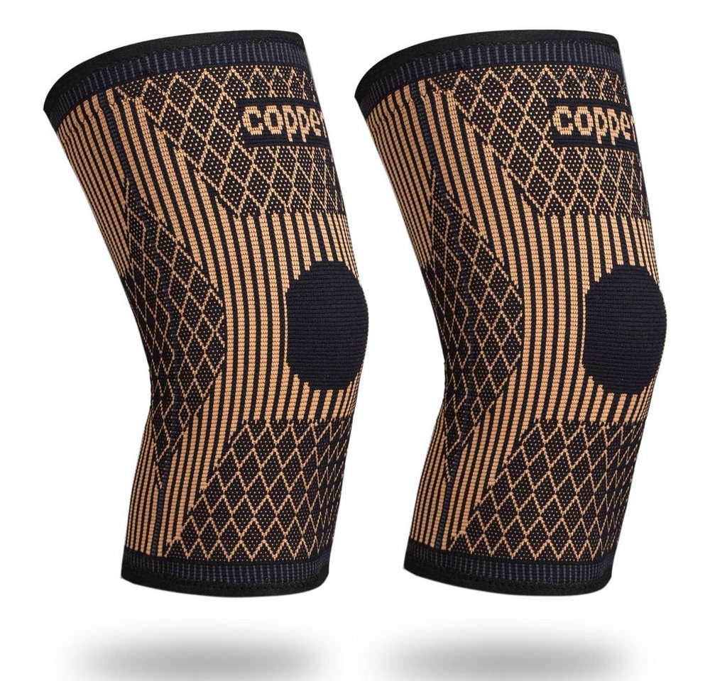 Blusmart Kniebandage Kniebandagen aus Kupfer, Unisex, 2er-Pack (Kniestütze, Bequem und atmungsaktiv), Kompressionsmanschette für Sport, Knieschmerzlinderung von Blusmart