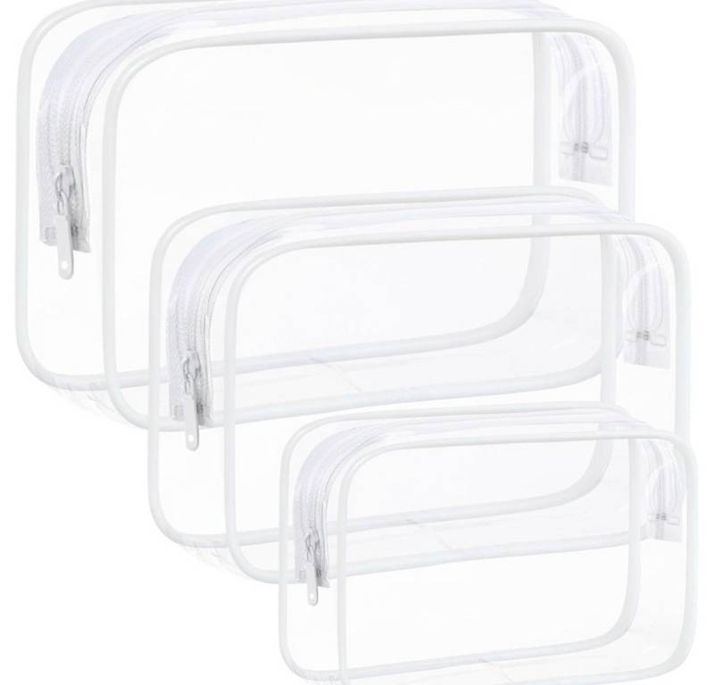 Blusmart Kulturbeutel 3er Set Transparente Make-up-Taschen (PVC Wasserdichte Kosmetiktaschen, 3-tlg., Leicht tragbar), Frauen Kulturbeutel Reise Aufbewahrungstasche Mit Reißverschluss von Blusmart