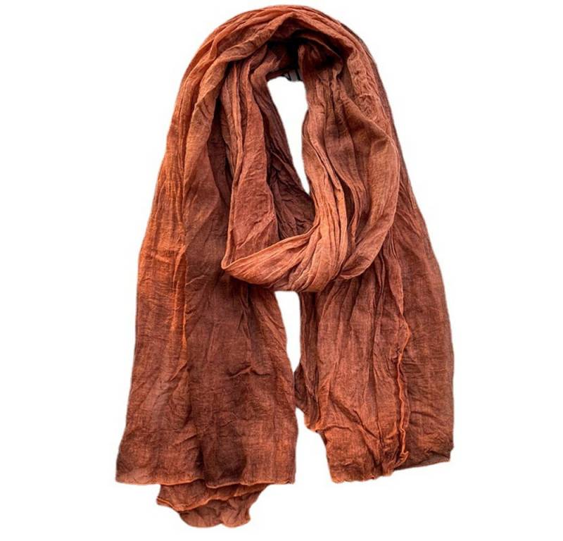 Blusmart Modeschal Leinen-Schal mit Ombre-Batik- und Faltenmuster, (Warm und stylisch, Retro-ethnischer Baumwoll), Für Damen als Schal oder Umhang von Blusmart