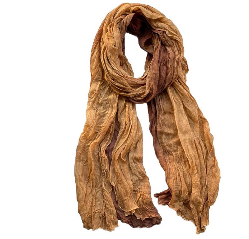 Blusmart Modeschal Leinen-Schal mit Ombre-Batik- und Faltenmuster, (Warm und stylisch, Retro-ethnischer Baumwoll), Für Damen als Schal oder Umhang von Blusmart