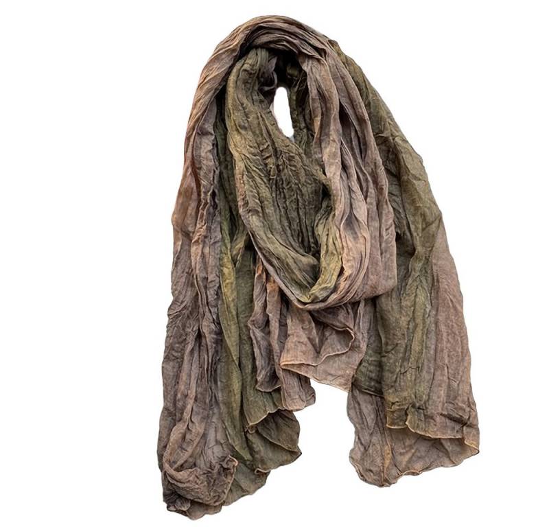 Blusmart Modeschal Leinen-Schal mit Ombre-Batik- und Faltenmuster, (Warm und stylisch, Retro-ethnischer Baumwoll), Für Damen als Schal oder Umhang von Blusmart