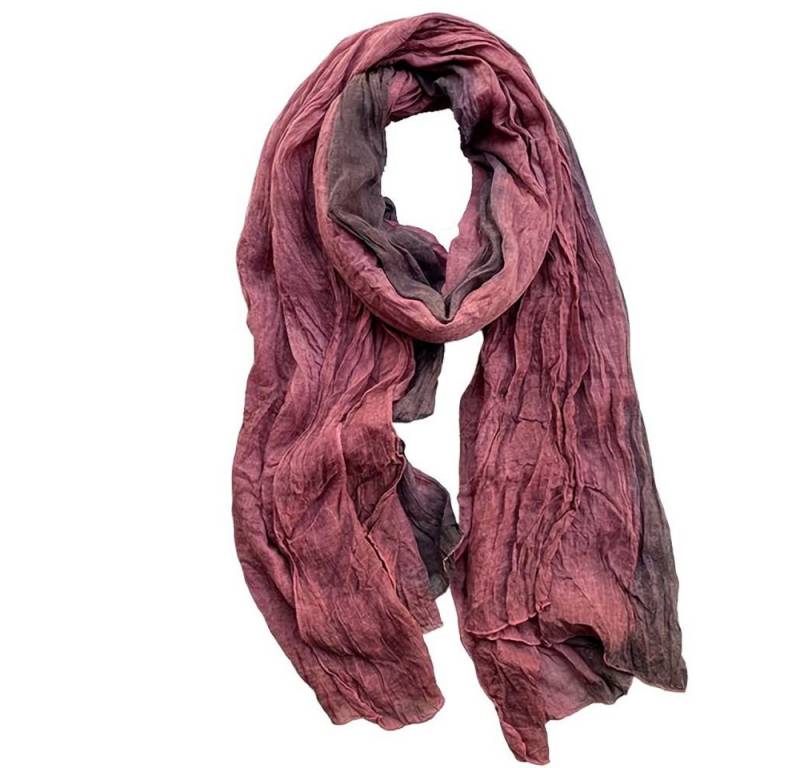 Blusmart Modeschal Leinen-Schal mit Ombre-Batik- und Faltenmuster, (Warm und stylisch, Retro-ethnischer Baumwoll), Für Damen als Schal oder Umhang von Blusmart