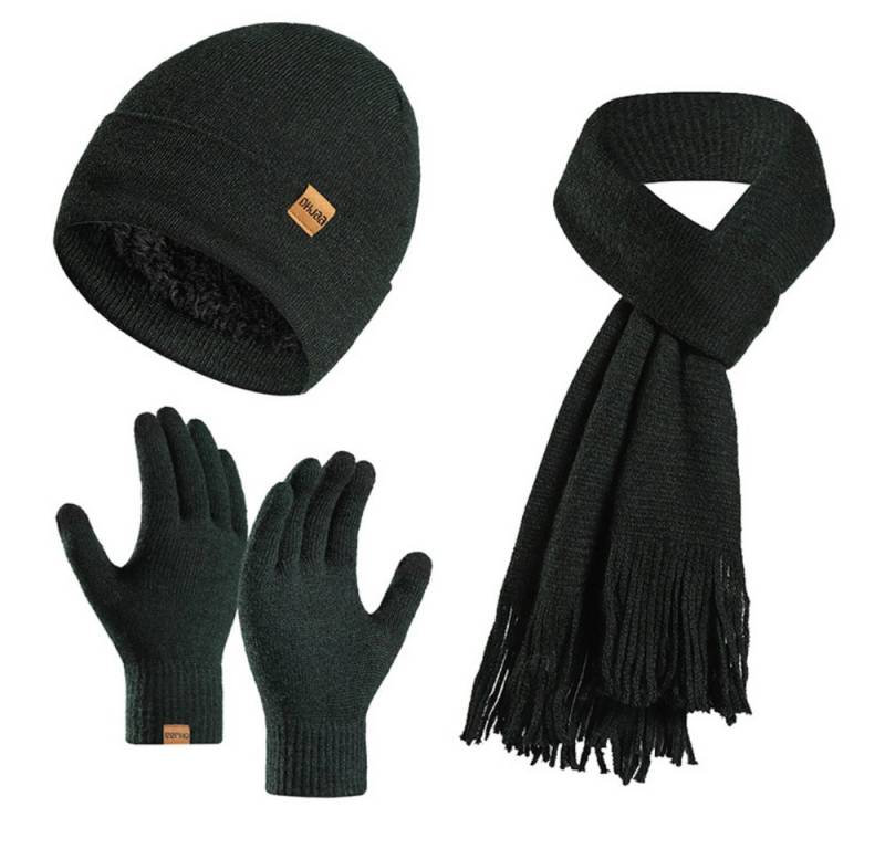 Blusmart Mütze & Schal Wintermütze-Schal-Handschuh-Set (Damen Herren, Gestrickte Touchscreen-Handschuhe) Beanie-Skimütze im 3er-Set von Blusmart
