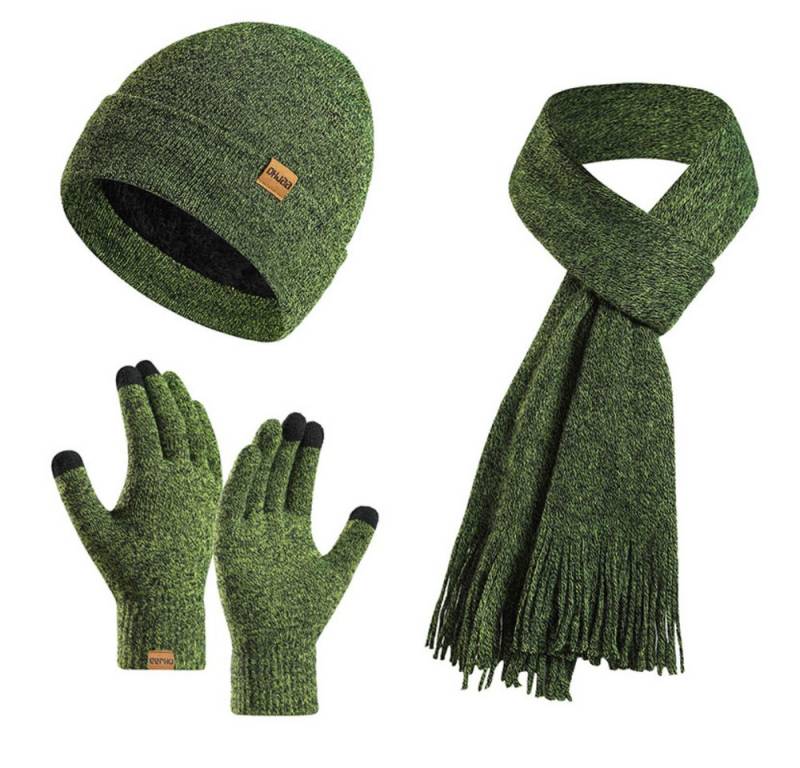 Blusmart Mütze & Schal Wintermütze-Schal-Handschuh-Set (Damen Herren, Gestrickte Touchscreen-Handschuhe) Beanie-Skimütze im 3er-Set von Blusmart
