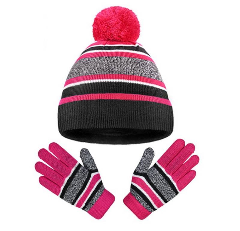 Blusmart Mütze & Schal Zweiteiliges Winterset aus Mütze und Handschuhen für Kinder (Geeignet für Kinder von 3 bis 8 Jahren, Warm und dick) Für Mädchen und Jungen geeignet von Blusmart