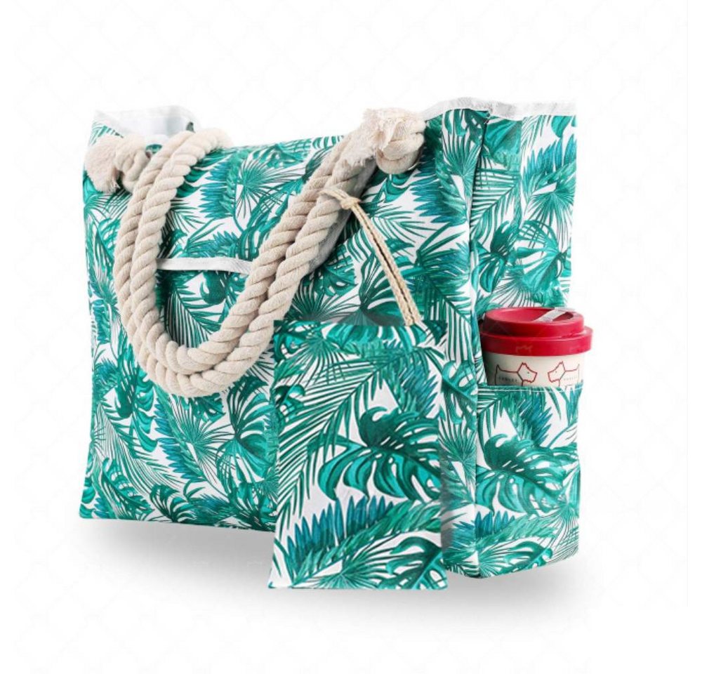 Blusmart Strandtasche Große Strandtasche für Damen mit kleiner Geldbörse (Segeltuch Umhängetasche, Beach Bag, Einkaufstasche Wasserdicht), Für Reisen, Strand, Schwimmbad von Blusmart