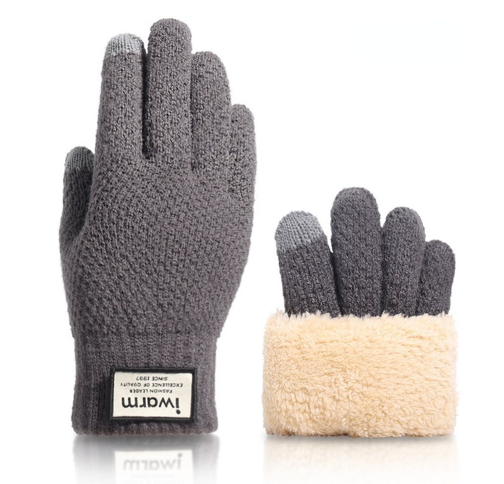 Blusmart Strickhandschuhe Strickhandschuhe für den Winter mit Touchscreen (Doppel-schicht Warme, Einheitsgröße, Unisex) Für Radtouren im Freien, warme Strickhandschuhe von Blusmart