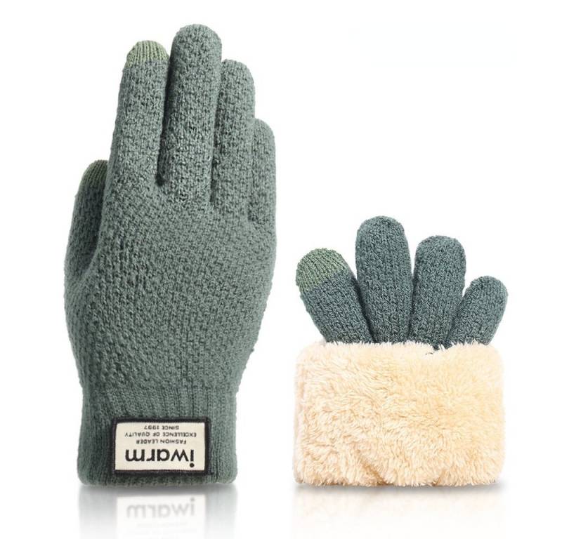 Blusmart Strickhandschuhe Strickhandschuhe für den Winter mit Touchscreen (Doppel-schicht Warme, Einheitsgröße, Unisex) Für Radtouren im Freien, warme Strickhandschuhe von Blusmart