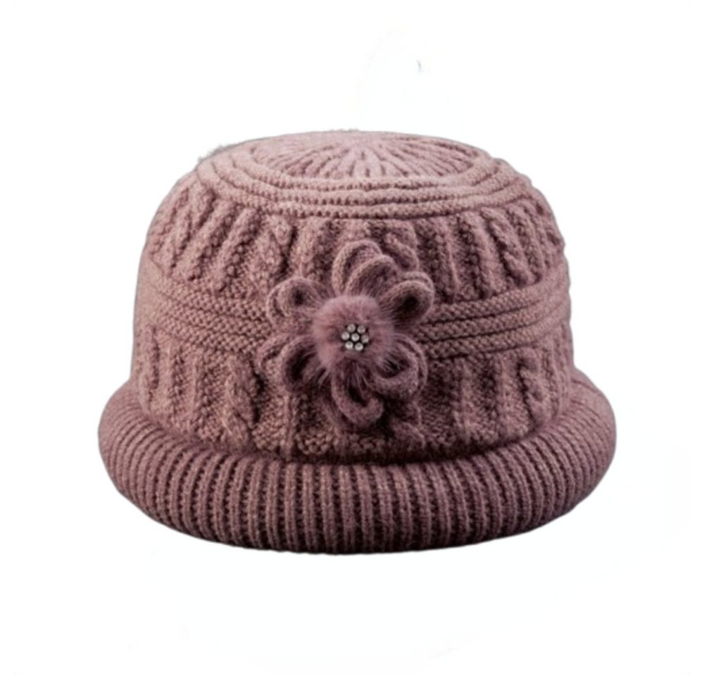 Blusmart Strickmütze Warme Damen-Strickmütze (Plüschig/verdickt für Wärme, Blütenblatt-Design) Stilvoll und vielseitig, perfekt für Herbst und Winter von Blusmart