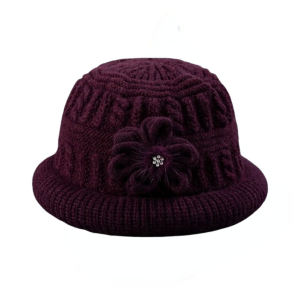 Blusmart Strickmütze Warme Damen-Strickmütze (Plüschig/verdickt für Wärme, Blütenblatt-Design) Stilvoll und vielseitig, perfekt für Herbst und Winter von Blusmart