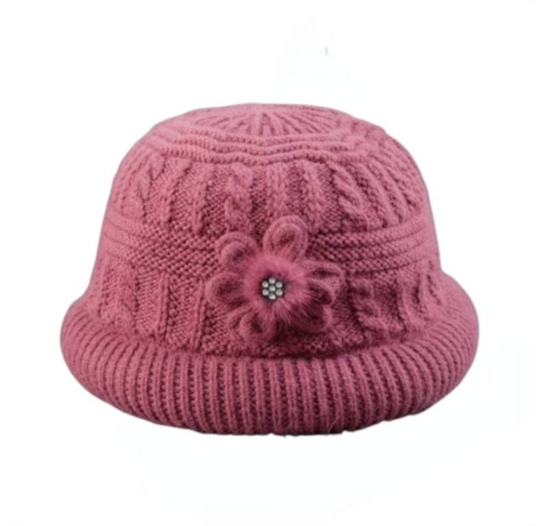 Blusmart Strickmütze Warme Damen-Strickmütze (Plüschig/verdickt für Wärme, Blütenblatt-Design) Stilvoll und vielseitig, perfekt für Herbst und Winter von Blusmart