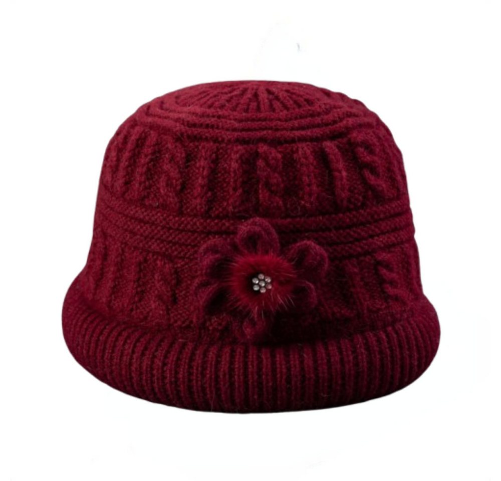 Blusmart Strickmütze Warme Damen-Strickmütze (Plüschig/verdickt für Wärme, Blütenblatt-Design) Stilvoll und vielseitig, perfekt für Herbst und Winter von Blusmart