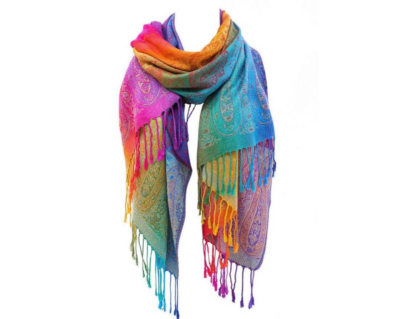 Blusmart Strickschal Damen-Strickschal für Herbst und Winter, (Regenbogen-Farbverlauf und einzigartige Quasten, 1-St), Geeignet für Frühling, Herbst und Winter, warm und praktisch von Blusmart