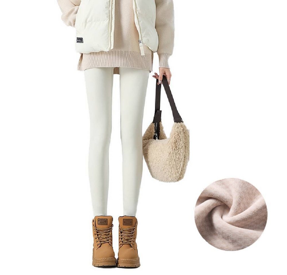 Blusmart Thermoleggings Damen-Warme-Leggings 7/8-Länge für den Winter (Verdickte Schneeflocke Fleece, 1-tlg., Hochtaillierte, schmal geschnittene Hai-Hose) Für Yoga, Fitness, Laufen und Training von Blusmart