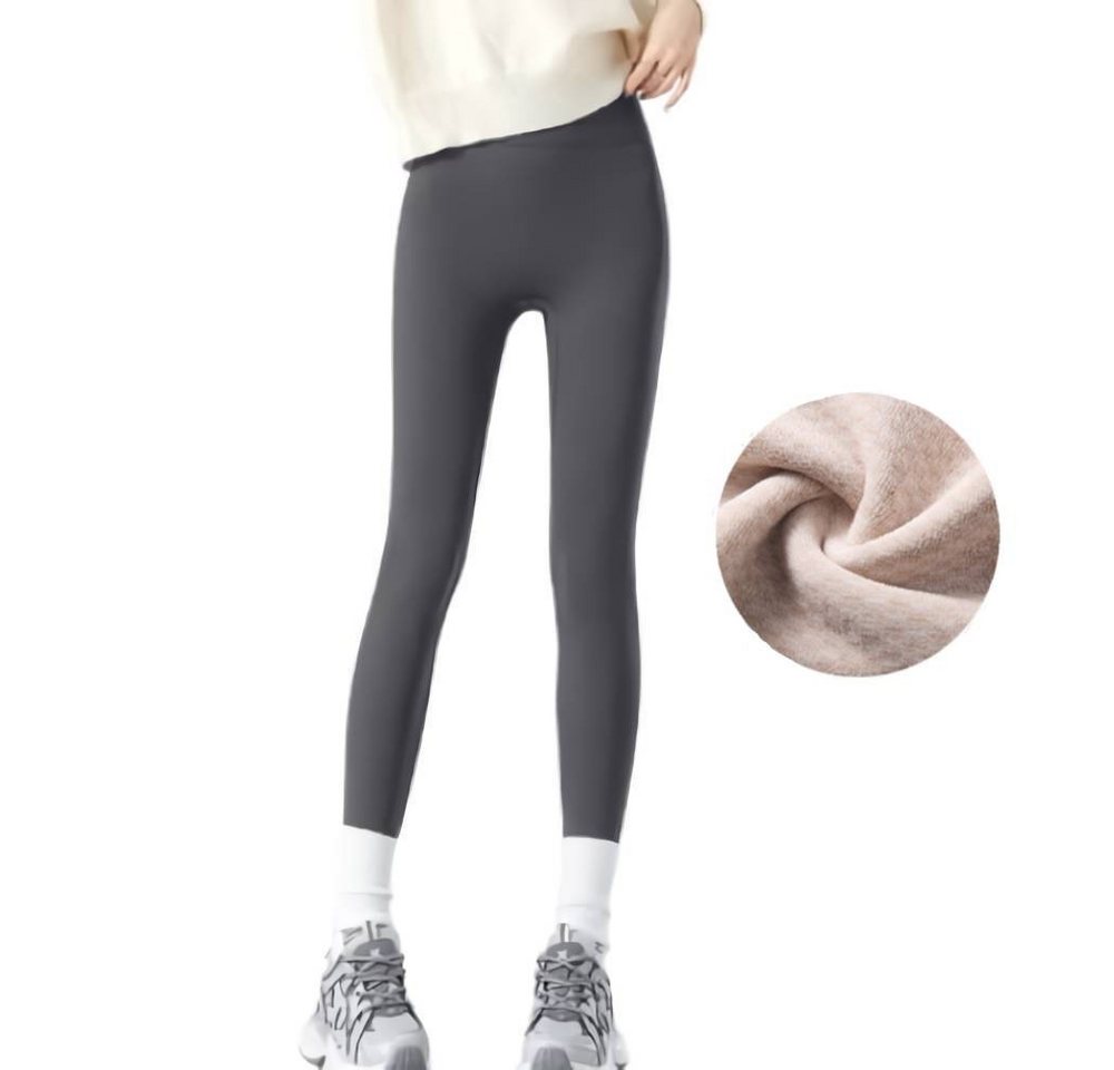 Blusmart Thermoleggings Damen-Warme-Leggings 7/8-Länge für den Winter (Verdickte Schneeflocke Fleece, 2-tlg., Hochtaillierte, schmal geschnittene Hai-Hose) Für Yoga, Fitness, Laufen und Training von Blusmart
