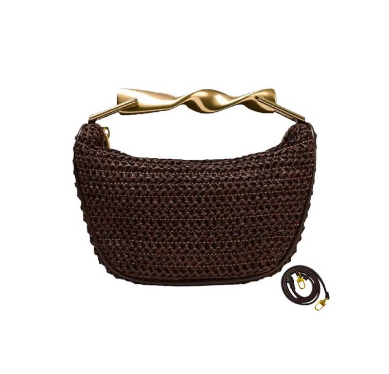 Blusmart Umhängetasche Handgefertigte Umhängetaschen aus Stroh für Damen (Modische gewebte, Strandtasche, Sommer, Eimer-Geldbörse), Für Strand, Party, Shopping, Wandern von Blusmart