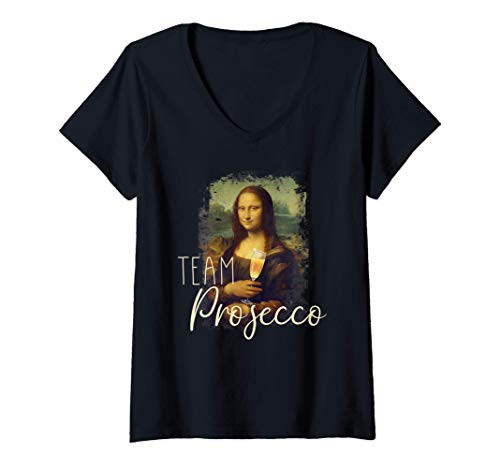 Damen Blutgruppe Prosecco | Prosecco Geschenk | Prosecco T-Shirt mit V-Ausschnitt von Blutgruppe Alkohol Collection