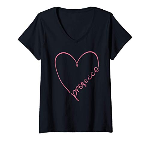 Damen Prosecco Liebe | Prosecco Geschenk | Prosecco T-Shirt mit V-Ausschnitt von Blutgruppe Alkohol Collection