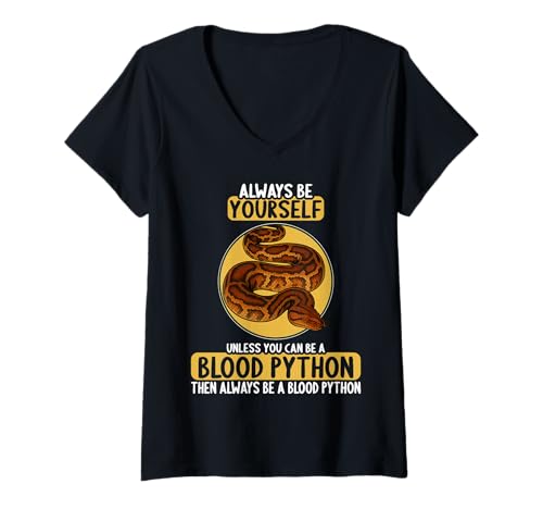 Damen Blutpythons Blutpython T-Shirt mit V-Ausschnitt Damen Blutpythons Blutpython T-Shirt mit V-Ausschnitt von Blutpythons Blutpython Tier Shop