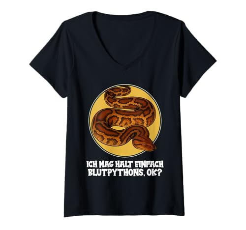 Damen Blutpythons Blutpython T-Shirt mit V-Ausschnitt Damen Blutpythons Blutpython T-Shirt mit V-Ausschnitt von Blutpythons Blutpython Tier Shop