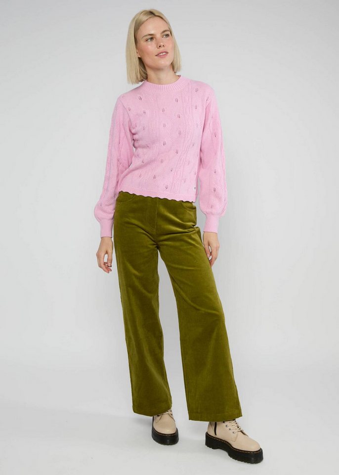 Blutsgeschwister Strickpullover Fine Craft Crew Dekorative Bogenkanten, Rippenstrickbündchen von Blutsgeschwister