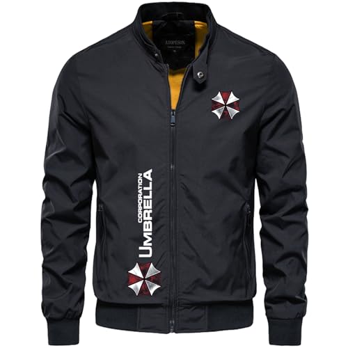 College Jacke Herren Resid.ent evil, Sweatjacke und Fleece-Innenseite mit Reißverschluss, Freizeitjacke Bomber Trainingsjacke, Work(Black,M) von Bluxir