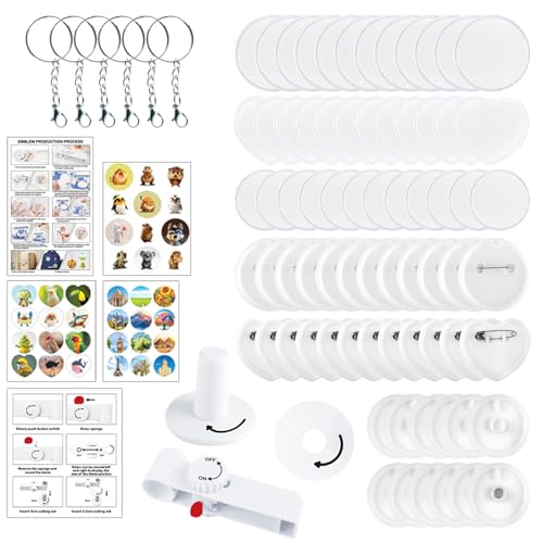 Buttonmaschine, Buttons Selber Machen 55mm 35mm, Button Maker mit 36 Buttons Teilen und Kreisschneider, Kühlschrankmagnete Pin Maker Maschine Knopfmachermaschine für Kinder DIY Geschenke (Button Set) von BlyeMichdi