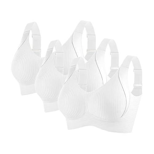 3er Pack Sport BH Damen Ohne Bügel Push Up BH Große Größen Bequemer Starker Hal Nahtlose Unterwäsche Bügelloser BHS Vollschalen Crop Top Soft Bra Klassische Spaghettiträger Bra von BlzzWo