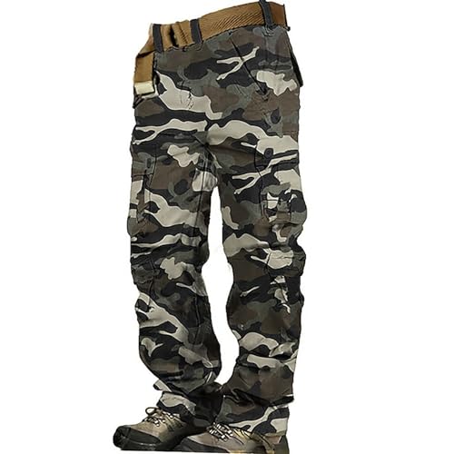 BlzzWo Arbeitshosen Männer Cargohose Herren Baggy Trekkinghose Stretch Jeans 8 Taschen Army Wanderhose Outdoorhose Motorradhose Outdoor Hosen Relaxed-Fit Dschungelcamp Kostüm von BlzzWo