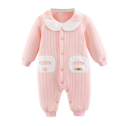 BlzzWo Baby Schlafstrampler Neugeborene Einteiler Babychlafanzug Mädchen Jungen Pyjama mit Knopfleiste Strampler Langarm Ohne Füße Overall Winter (0-24 Monate) von BlzzWo