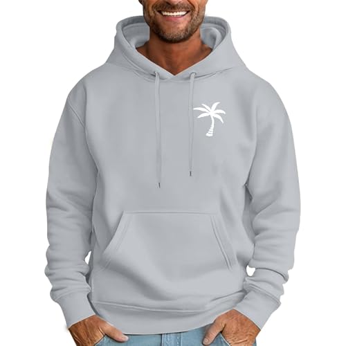 BlzzWo Hoodie Herren Oversize Essentials Hoodie Palm Druck Y2K Kapuzenpullover mit Taschen Streetwear Hoody Sweatshirt mit Kapuze Basic Kordelzug Kapuzenpullover Ethnic Pullover Cropped Hoody von BlzzWo