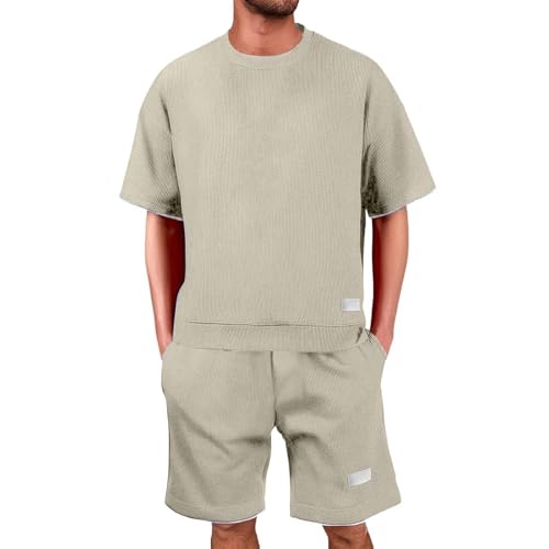 BlzzWo Trainingsanzug Herren Waffle Jogginganzug 2-Teiliges Baggy Freizeitanzug Kurzarm Tshirt + Kurze Jogginghose Sets Casual Sommeranzug Fitness Sportanzug Y2K Tracksuit FüR MäNner Sommer Outfit BlzzWo Trainingsanzug Herren Waffle Jogginganzug 2-Teiliges Baggy Freizeitanzug Kurzarm Tshirt + Kurze Jogginghose Sets Casual Sommeranzug Fitness Sportanzug Y2K Tracksuit FüR MäNner Sommer Outfit von BlzzWo