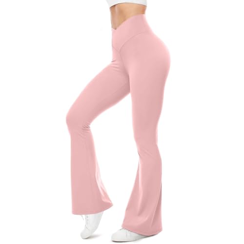 BlzzWo Yogahose Damen Flared Bauchweg Leggings Damen Bootcut Sporthose Wide Leg Stretch Hose mit Schlag Freizeithose High Waist Schlaghose Jazzpants Fitnesshose Ausgestellte Flare Hosen Trainingshose von BlzzWo