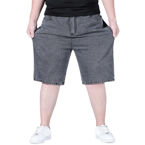 Jeans Shorts Herren Große Größen Baggy Jeans Kurze Hosen Sommer Jeanshose Stretch Lässig Einfarbig Freizeithose mit Elastischer Taille und Taschen Jeanshorts üBergrößen Cargohose Bermuda Sommerhose von BlzzWo
