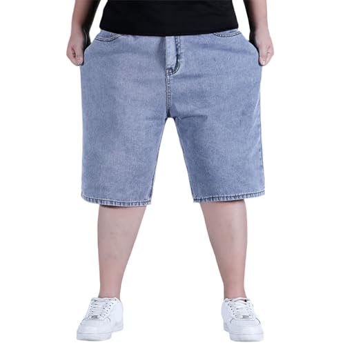 Jeans Shorts Herren Große Größen Baggy Jeans Kurze Hosen Sommer Jeanshose Stretch Lässig Einfarbig Freizeithose mit Elastischer Taille und Taschen Jeanshorts üBergrößen Cargohose Bermuda Sommerhose von BlzzWo