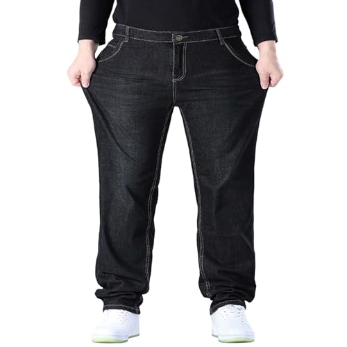 Jeans übergrößen Herren Baggy Jeanshose Loose Fit Hose Große Größen Hohe Taille Stretch Straight Jeans (M-8XL) von BlzzWo