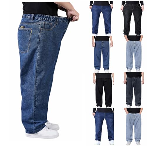 Jeans übergrößen Herren Baggy Jeanshose Loose Fit Hose Große Größen Hohe Taille Stretch Straight Jeans (M-8XL) von BlzzWo