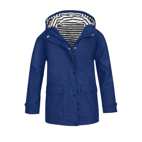 Regenjacke Kinder Wasserdicht Regenjacke Mädchen Wind Übergangsjacke Softshelljacke mit Kapuze Dünne Sportjacke Leichte Gefütterte Jacken Herbst Windjacke Winddicht Mantel (3-14 Jahre/Gr.110-160) von BlzzWo