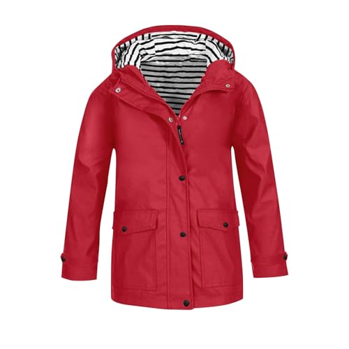 Regenjacke Kinder Wasserdicht Regenjacke Mädchen Wind Übergangsjacke Softshelljacke mit Kapuze Dünne Sportjacke Leichte Gefütterte Jacken Herbst Windjacke Winddicht Mantel (3-14 Jahre/Gr.110-160) von BlzzWo