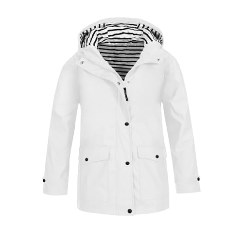 Regenjacke Kinder Wasserdicht Regenjacke Mädchen Wind Übergangsjacke Softshelljacke mit Kapuze Dünne Sportjacke Leichte Gefütterte Jacken Herbst Windjacke Winddicht Mantel (3-14 Jahre/Gr.110-160) von BlzzWo