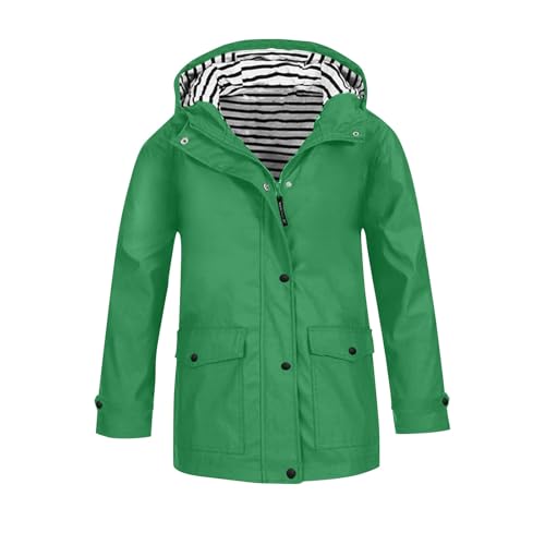 Regenjacke Kinder Wasserdicht Regenjacke Mädchen Wind Übergangsjacke Softshelljacke mit Kapuze Dünne Sportjacke Leichte Gefütterte Jacken Herbst Windjacke Winddicht Mantel (3-14 Jahre/Gr.110-160) von BlzzWo