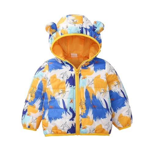 Winterjacke Mädchen Jungen Leichte Daunenjacke mit Bärenohren Softshelljacke Kinder Kapuzenjacke Steppjacke Warme Puffer Jacke Casual Winddicht Daunenjacke Full-Zip Wintermantel (12 Months-8 Jahre) von BlzzWo