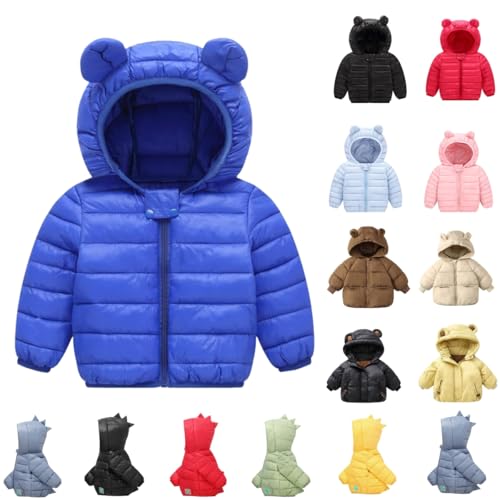 Winterjacke Mädchen Jungen Leichte Daunenjacke mit Bärenohren Softshelljacke Kinder Kapuzenjacke Steppjacke Warme Puffer Jacke Casual Winddicht Daunenjacke Full-Zip Wintermantel (12 Months-8 Jahre) von BlzzWo