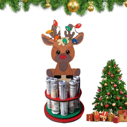 Bmdjdq Weihnachten Geldklammer Geldklammer Dekoration Cash Storage Clip Weihnachtsgeld Aufbewahrung Weihnachtsgeld Halter Holzmaterial Geld Aufbewahrung Clip für Wohnzimmer Arbeitszimmer von Bmdjdq