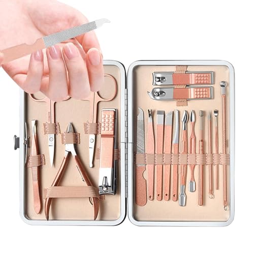 Professionelles Maniküre-Set, Maniküre-Set für Damen - Set mit 18 Herren-Pflegesets | Persönliches Nagelpflegeset aus Edelstahl mit Etui für Sie und Ihn von Bmdjdq
