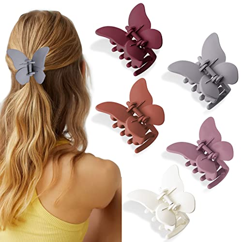 Bmobuo Schmetterling-Haarspangen, 5 Stück, Schmetterlingsklauen-Clips, roter Schmetterling, niedliche Haarspangen für Frauen, Klauenclips für dickes Haar, dünnes Haar, Geschenk für Frauen von Bmobuo