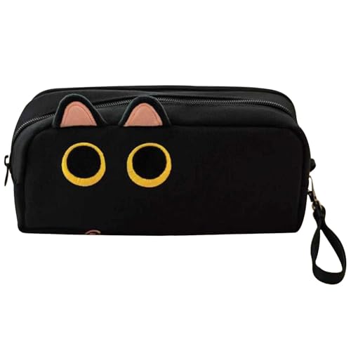 Stiftemäppchen in Katzenform, Kosmetik-Organizer für Stifte, Multifunktions-Organizer, Reißverschluss-Tasche, Kosmetiktasche, Federmäppchen für Studenten, 2024, Klein, Schwarz, 説明を参照してください, Siehe von Bmucp